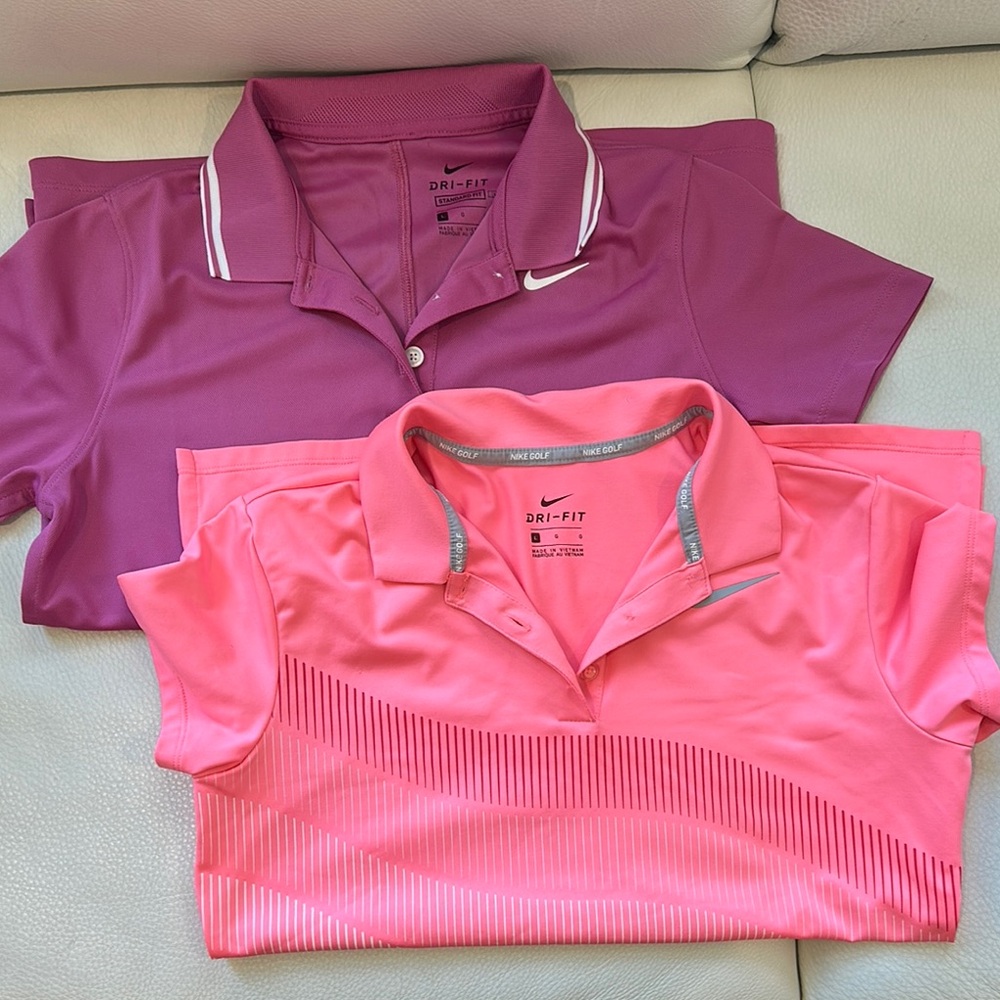 Nike Dri-FIT Pink and Purple Polo Shirts